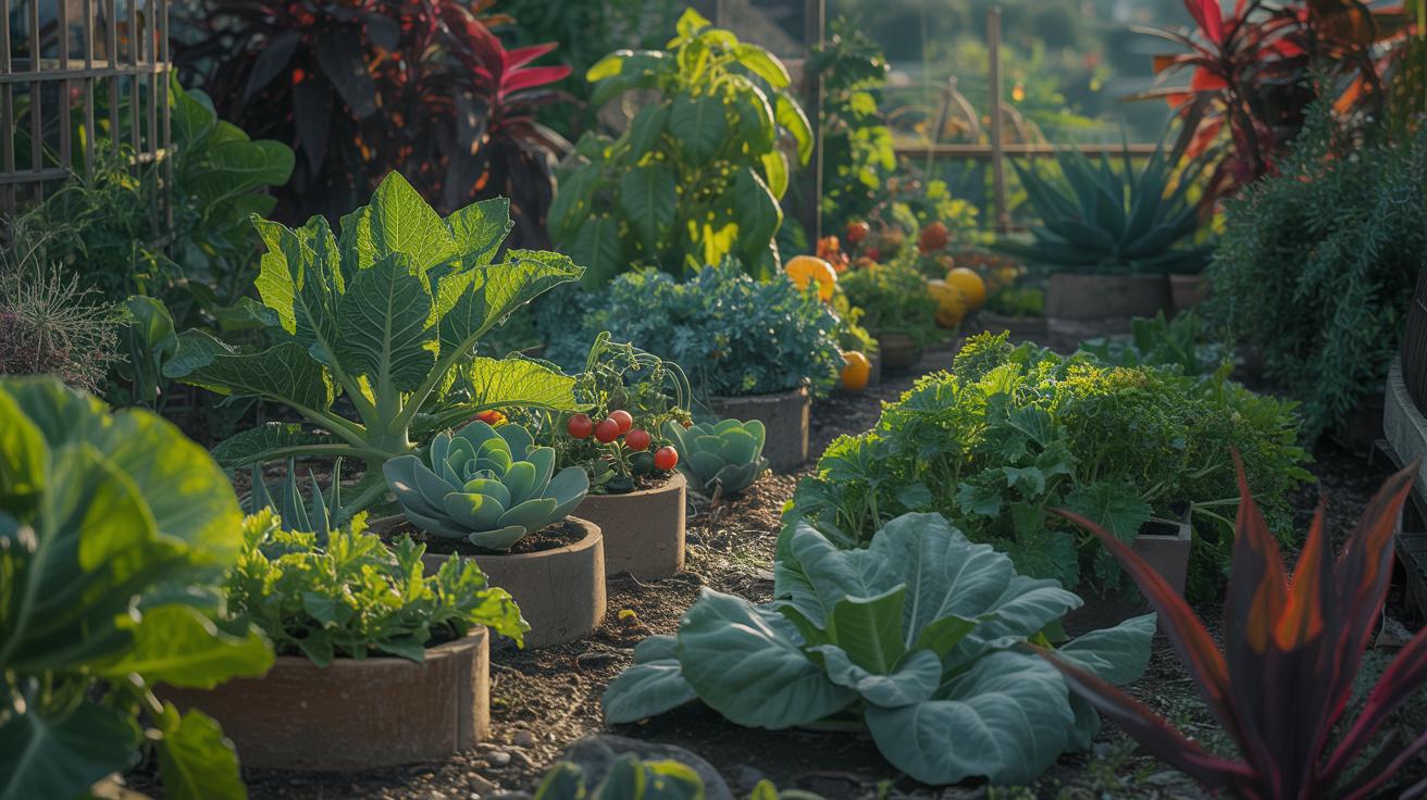 Illustration de l'aménagement d'un potager en permaculture (généré par IA). Credit: Ideogram.