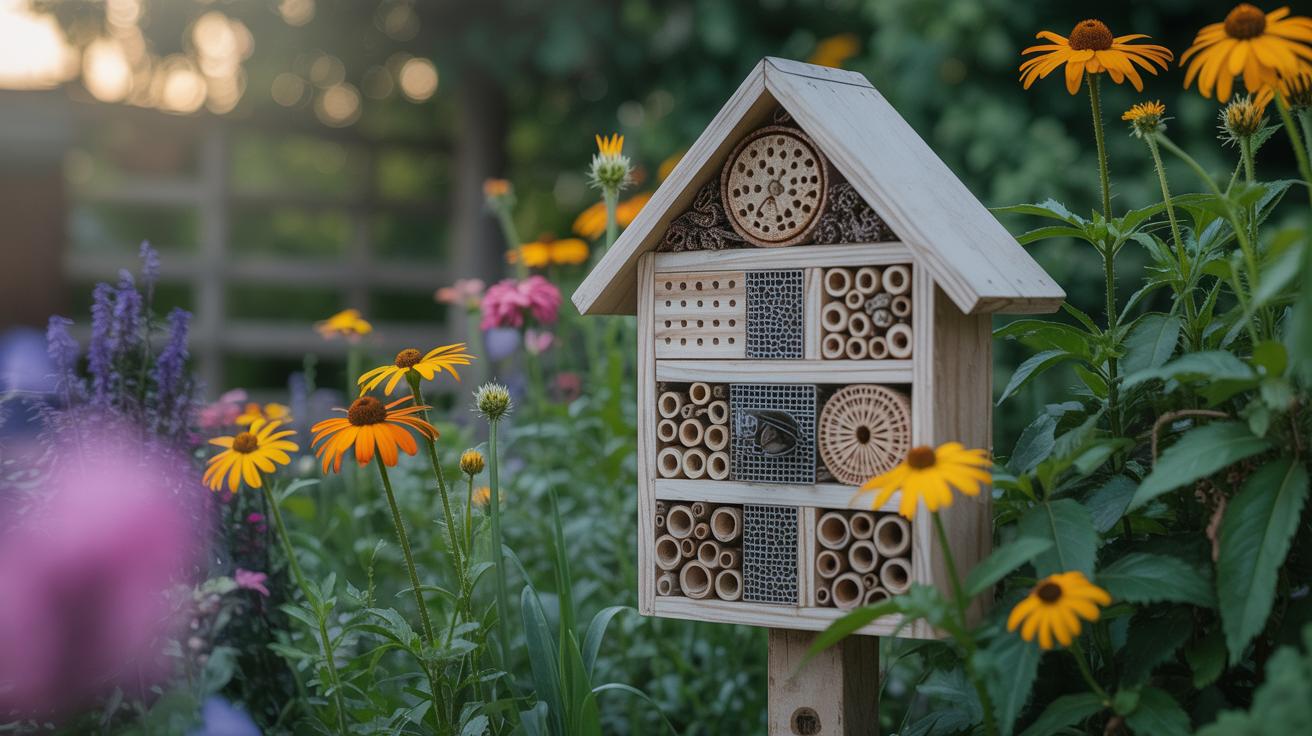 Illustration de la construction d'un hôtel à insectes DIY pour booster votre jardin (généré par IA). Credit: Ideogram.