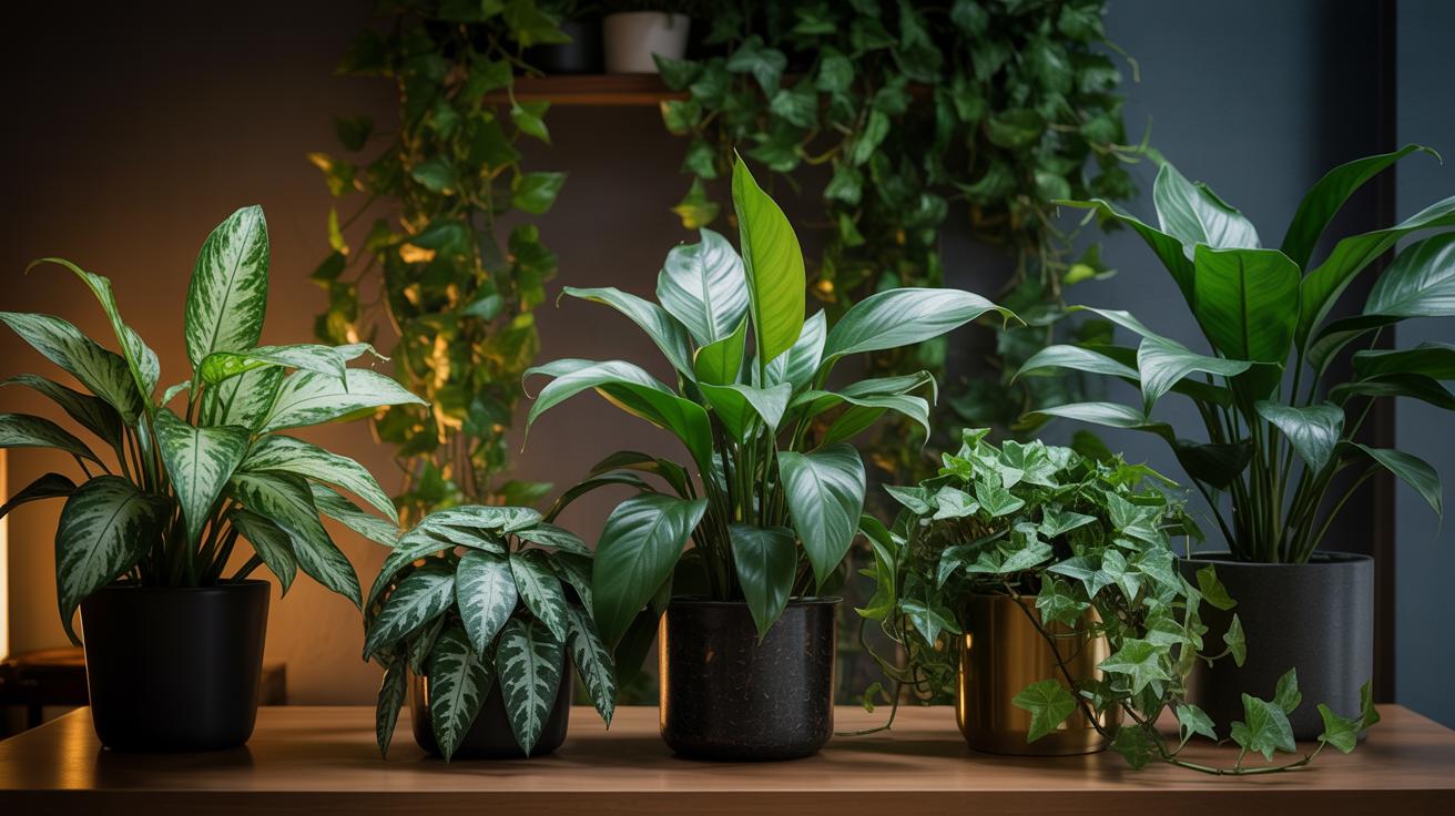 Illustration de cinq plantes dépolluantes pour purifier l'air de votre maison (généré par IA). Credit: Ideogram.