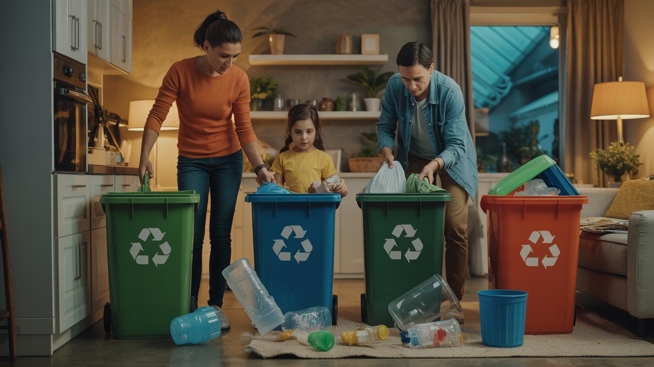 Illustration de la pratique du tri sélectif pour un recyclage efficace (généré par IA). Credit: Ideogram.