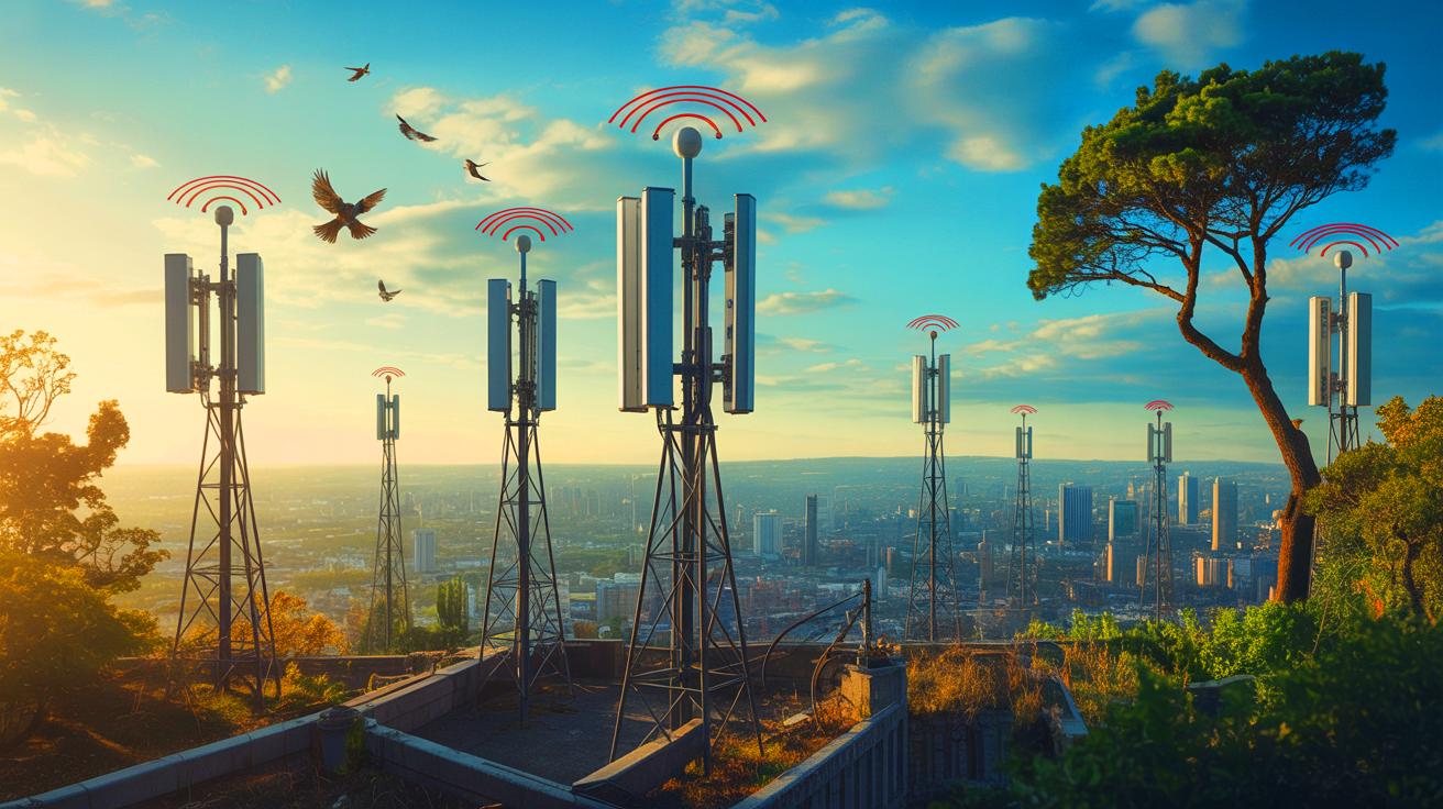 Illustration des risques potentiels de la 5G sur la santé humaine et l'environnement (généré par IA). Credit: Ideogram.