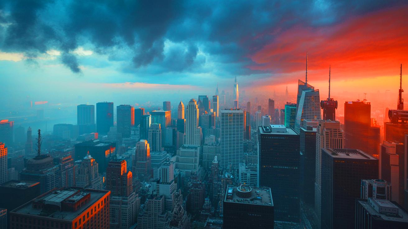 Illustration of a city skyline shrouded in thick smog, highlighting urban pollution (AI-generated). Credit: Ideogram.