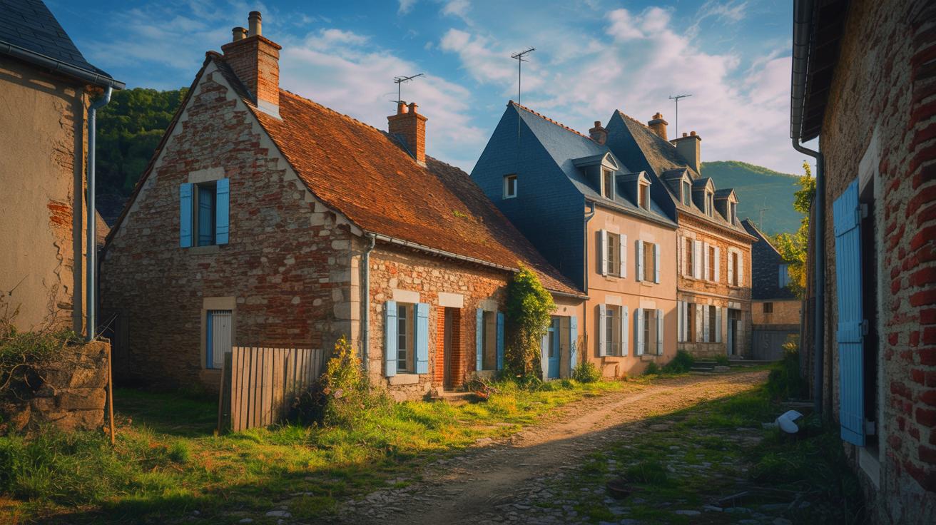 Illustration de rénovations forcées dans des hameaux anciens en France (généré par IA). Credit: Ideogram.
