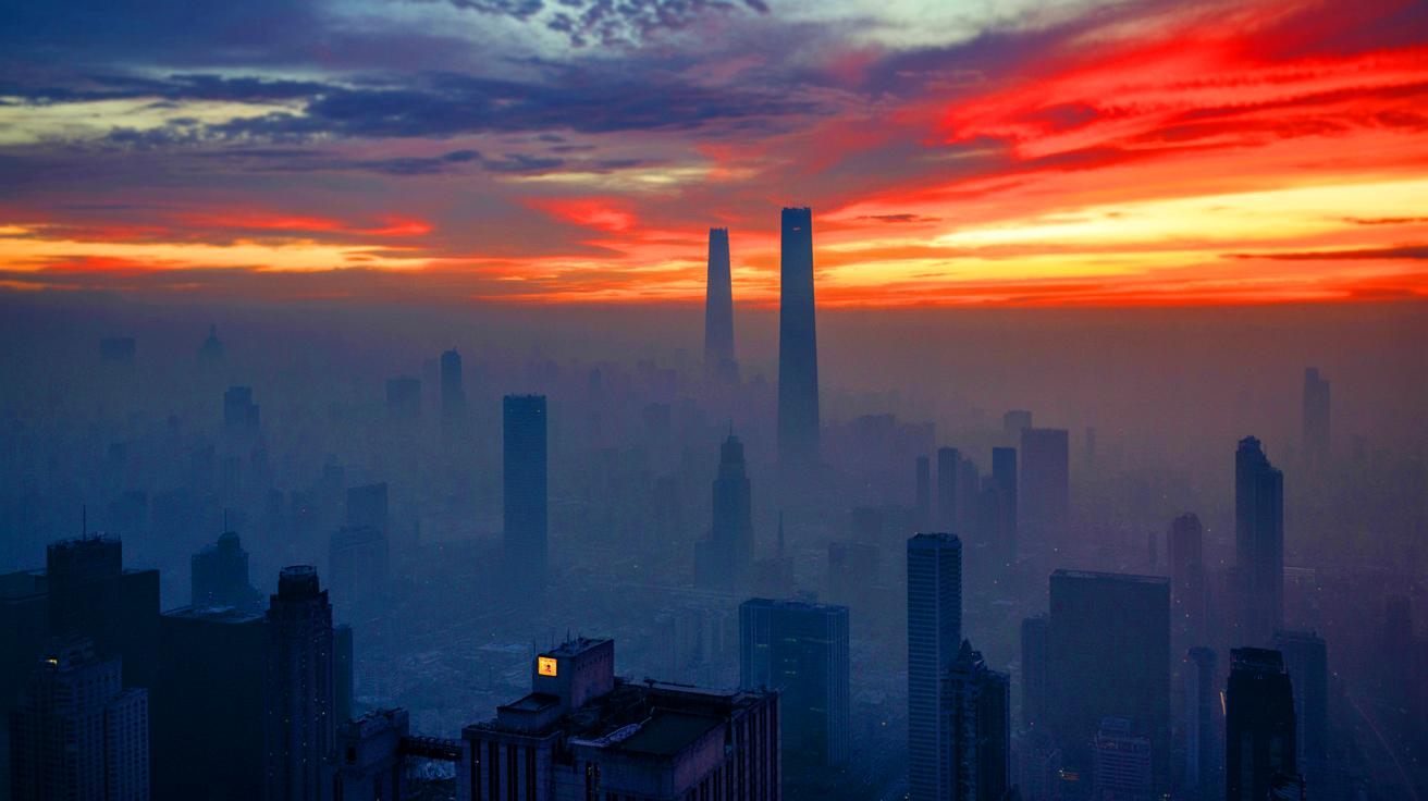 Illustration of heightened air pollution levels over a cityscape, highlighting the environmental impact (AI-generated). Credit: Ideogram.