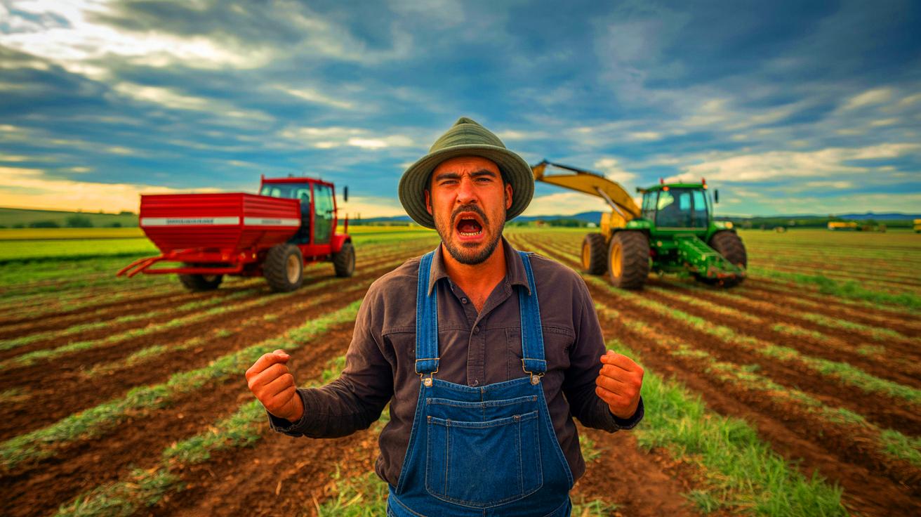 Illustration de la colère des agriculteurs face aux nouvelles politiques agricoles (généré par IA). Credit: Ideogram.