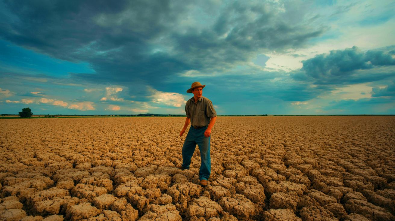 Illustration de la crise agricole en France face aux défis climatiques et économiques (généré par IA). Credit: Ideogram.