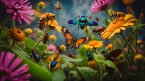 Illustration of a diverse array of insects in a natural habitat, highlighting their ecological importance (AI-generated). Credit: Ideogram.