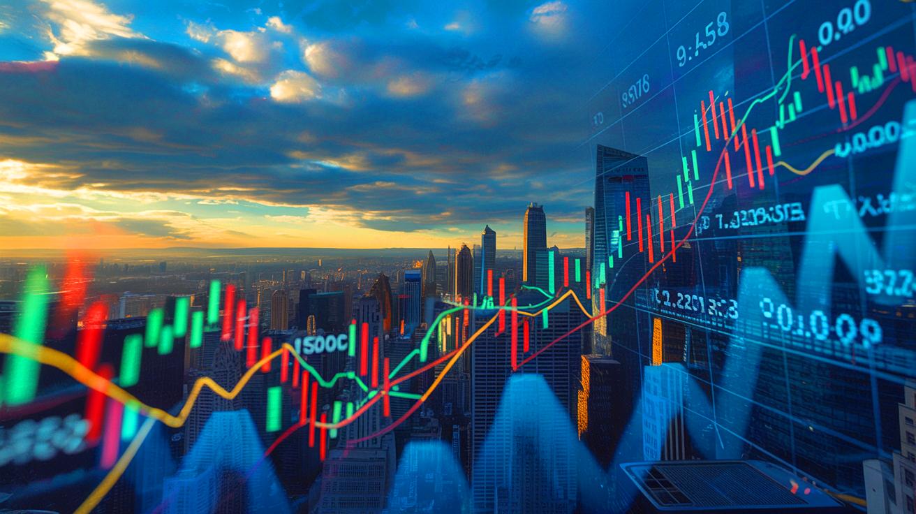 Illustration of a gloomy global economic landscape with graphs and symbols indicating a downturn (AI-generated). Credit: Ideogram.