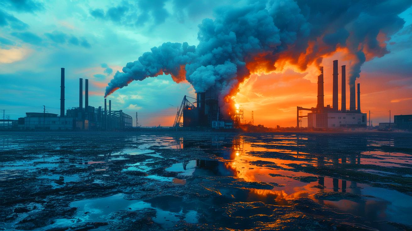 Illustration de la menace d'un désastre écologique imminent (généré par IA). Credit: Ideogram.